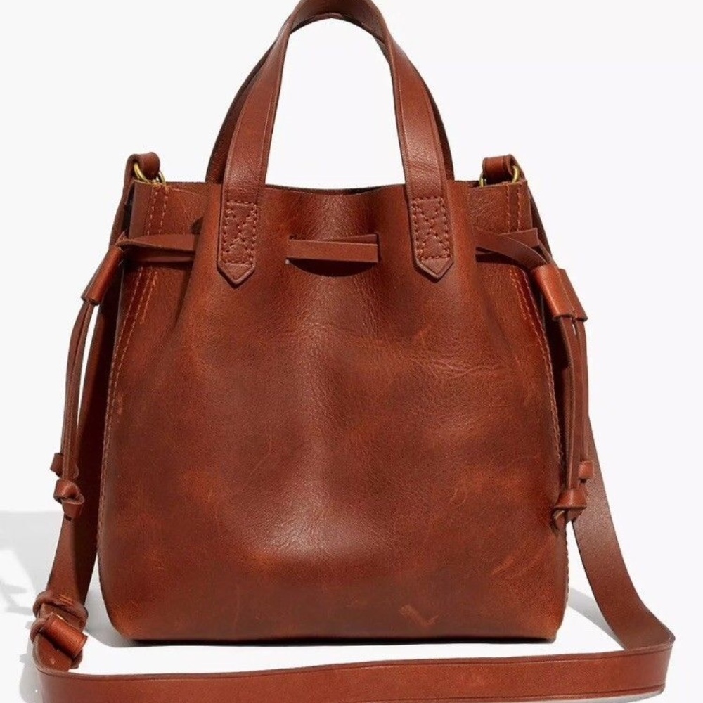 Drawstring Transport Crossbody Leather Handbag - Picture 1 of 7